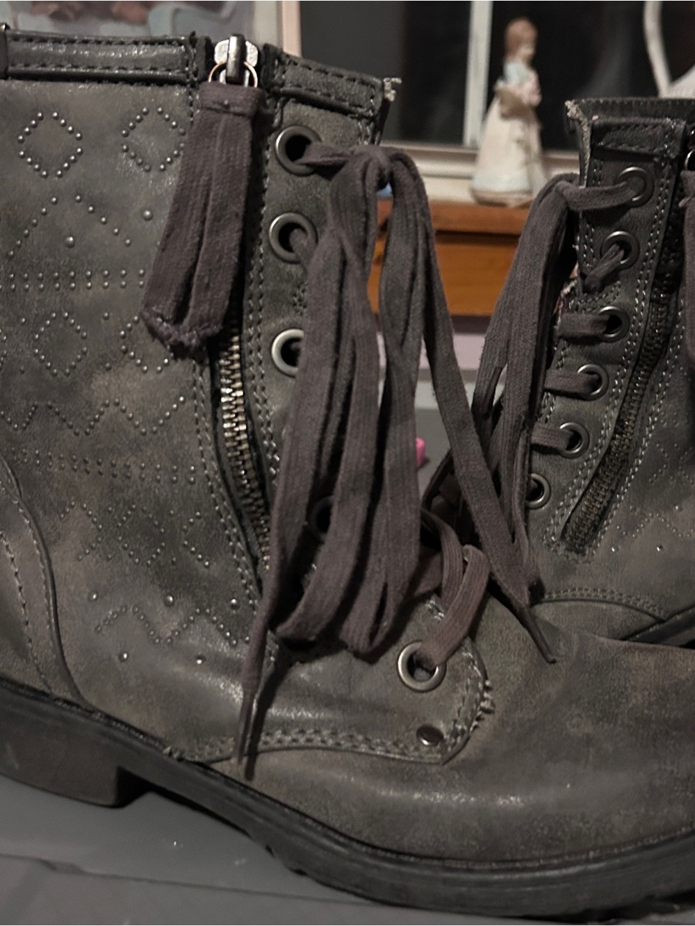 women’s Black Lace-Up Combat Boots - Stylish Everyday Footwear
